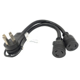 Parkworld 63876 NEMA 14-50P to L5-30R Dual Socket Splitter Cord, RV 50 AMP 4-Prong 14-50 Male Plug to NEMA (2) L5-30 Female Twist Lock Receptacle 125V 1.5FT
