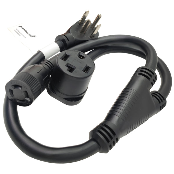 Parkworld 64293 NEMA 14-30P to L14-20R Splitter Cord, NEMA 14-30 Dryer 4-Prong Plug to Generator L14-20 Outlet and 14-30 Receptacle 3 Feet