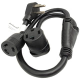 Parkworld 64316 NEMA 14-30P to L6-30R Splitter Cord, NEMA 14-30 Dryer 4-Prong Plug to Generator L6-30 Outlet and 14-30 Receptacle 3 Feet