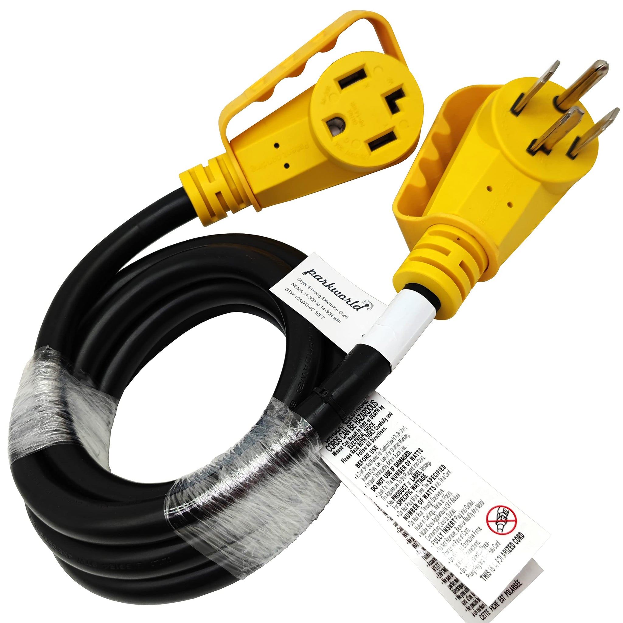 Parkworld EV Extension Cord, Dryer 4-Prong NEMA 14-30 Extension Cord,