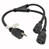 Parkworld 885194 Splitter L6-30 Plug to (2) L6-20 Receptacle, L6 Twist Lock 3-Prong 30A to 20A Y Adapter Cord